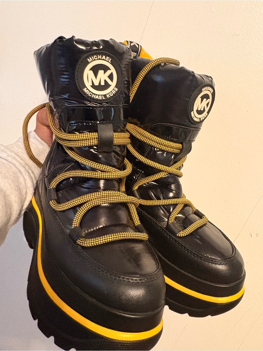 Michael Kors Kids Black Boots with Yellow Accents